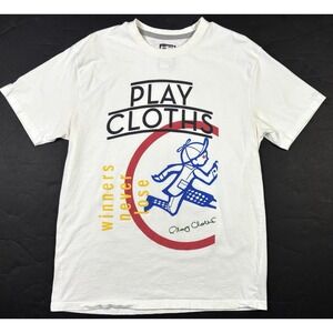 Play Cloths T-Shirt Men's XL Running Man Logo White Hip Hop Streetwear Y2K